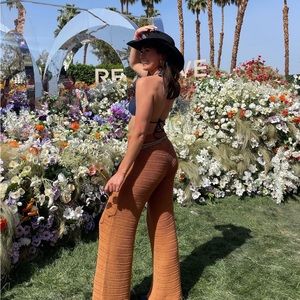 House of Harlow Brown Crochet Knit Pants